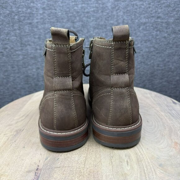 Dockers Rawls Rugged Mens 9M Brown Faux Leather Lace-Up Ankle Boots Side Zippers - Picture 3 of 10